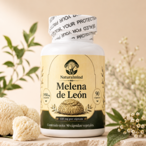 Frasco de Melena de León Natural Mind con 90 cápsulas vegetales y 650 mg por cápsula